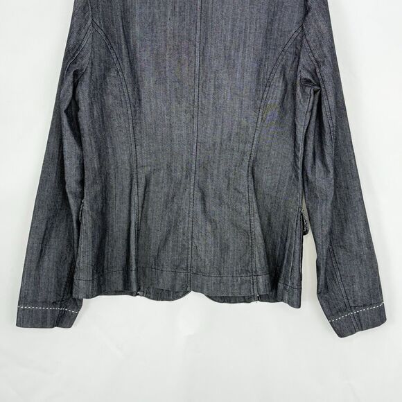 Denim Jacket BACCINI Womens Long Sleeve Buttoned Black Size M - Picture 8 of 16